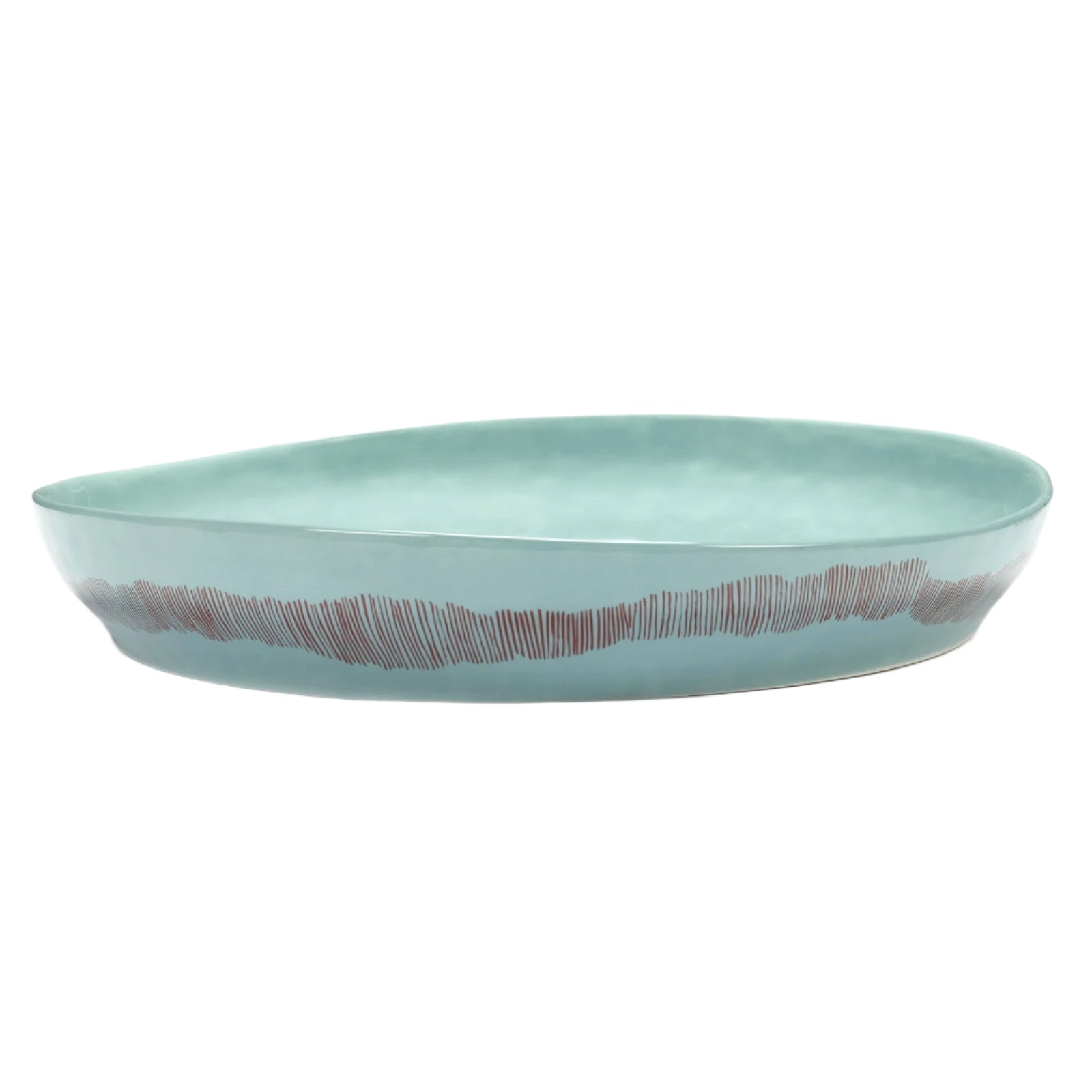 Ottolengi  Serving Plate  High Side - Azure With Red Stripes