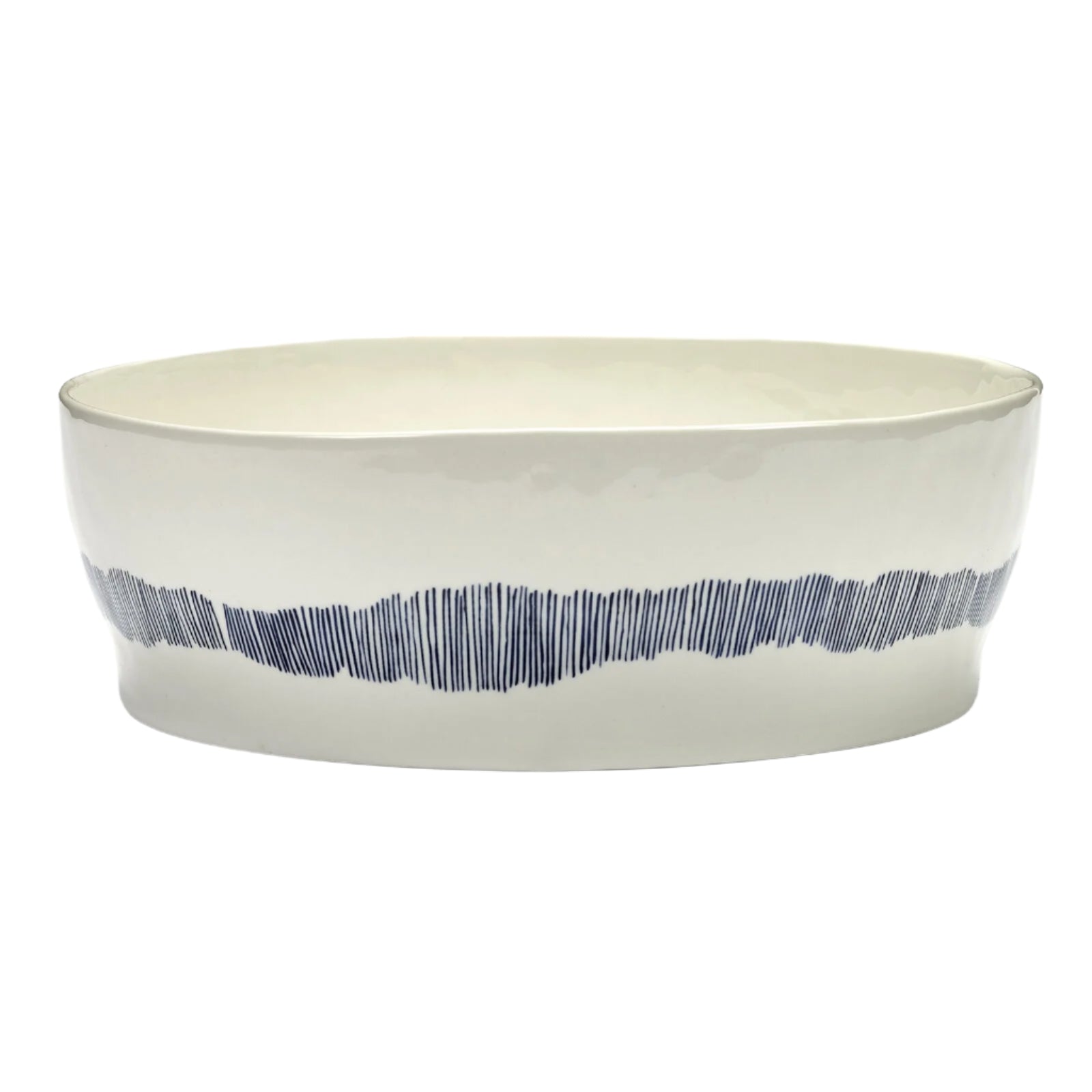 Ottolengi Salad Bowl - White With Blue Stripes
