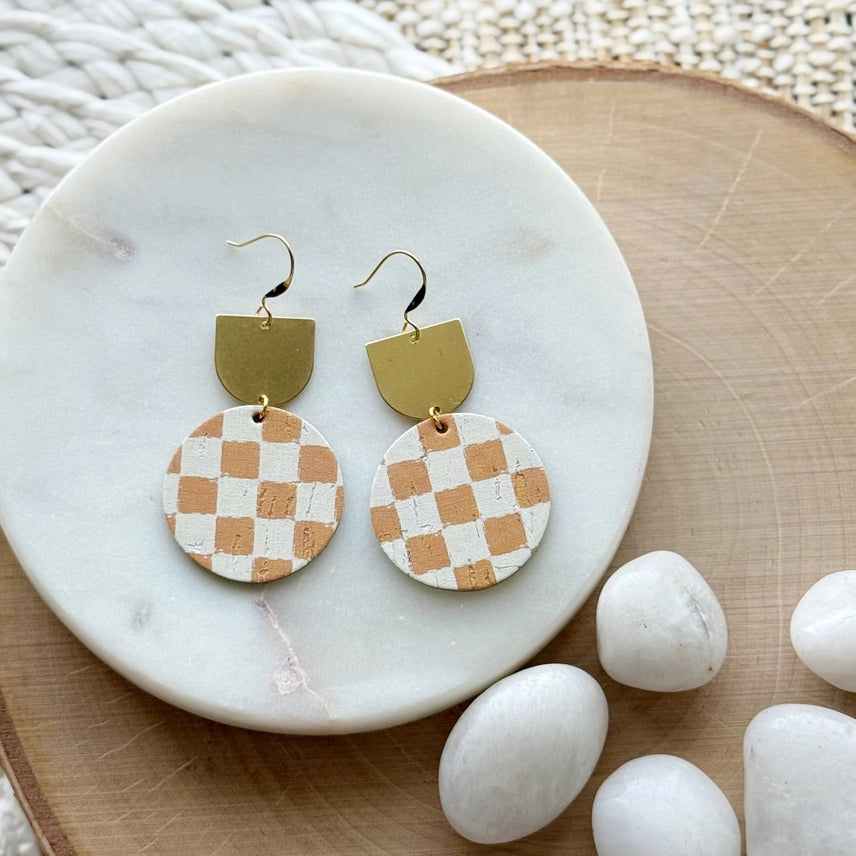 Orcas Drop Earrings - Marigold Check