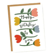 Happy Birthday Folk Tulips Card
