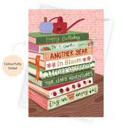 Happy Birthday Garden Guru - Foiled Bookish Birthday Card