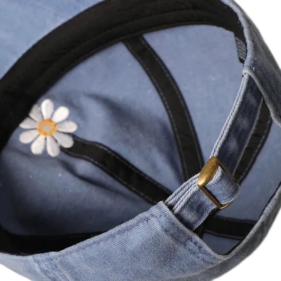 Embroidered Baseball Cap - Daisy Denim Blue