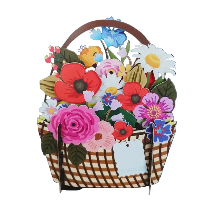 Mini World 3D Cut Art Card - Basket Flowers