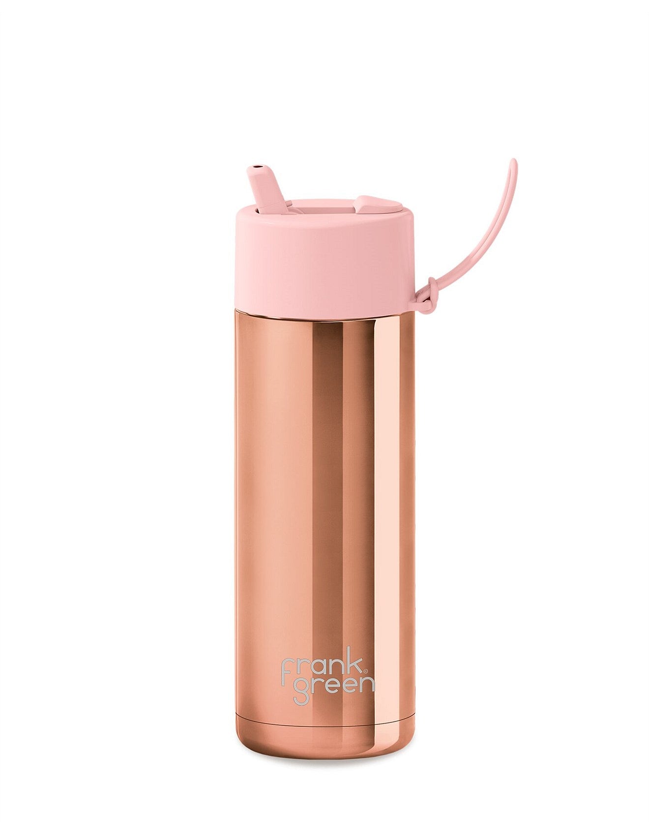 595mL Ceramic Bottle + Flip Straw Lid - Rose Gold with Blushed Lid