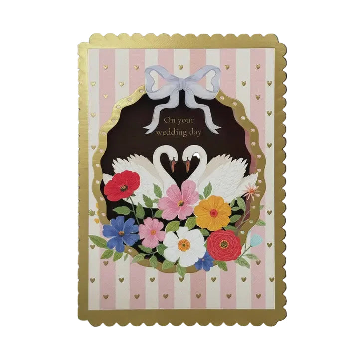 Wedding Swan Garden Cut Art Card