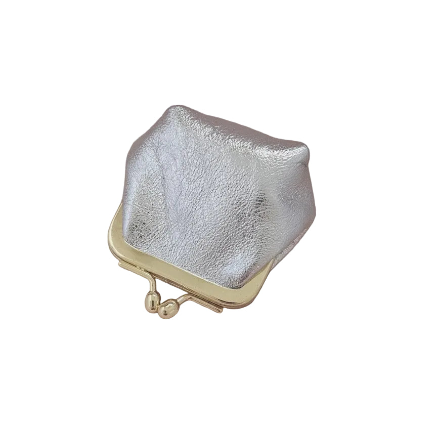 Retro Leather Mini Purse - Silver Tea