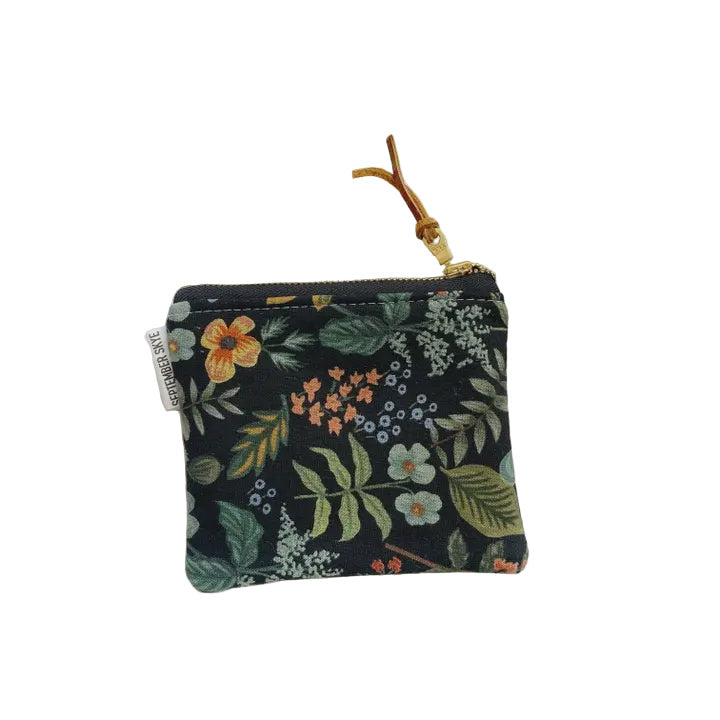 Cotton Coin Pouch - Rifle Paper Black Botanical Floral