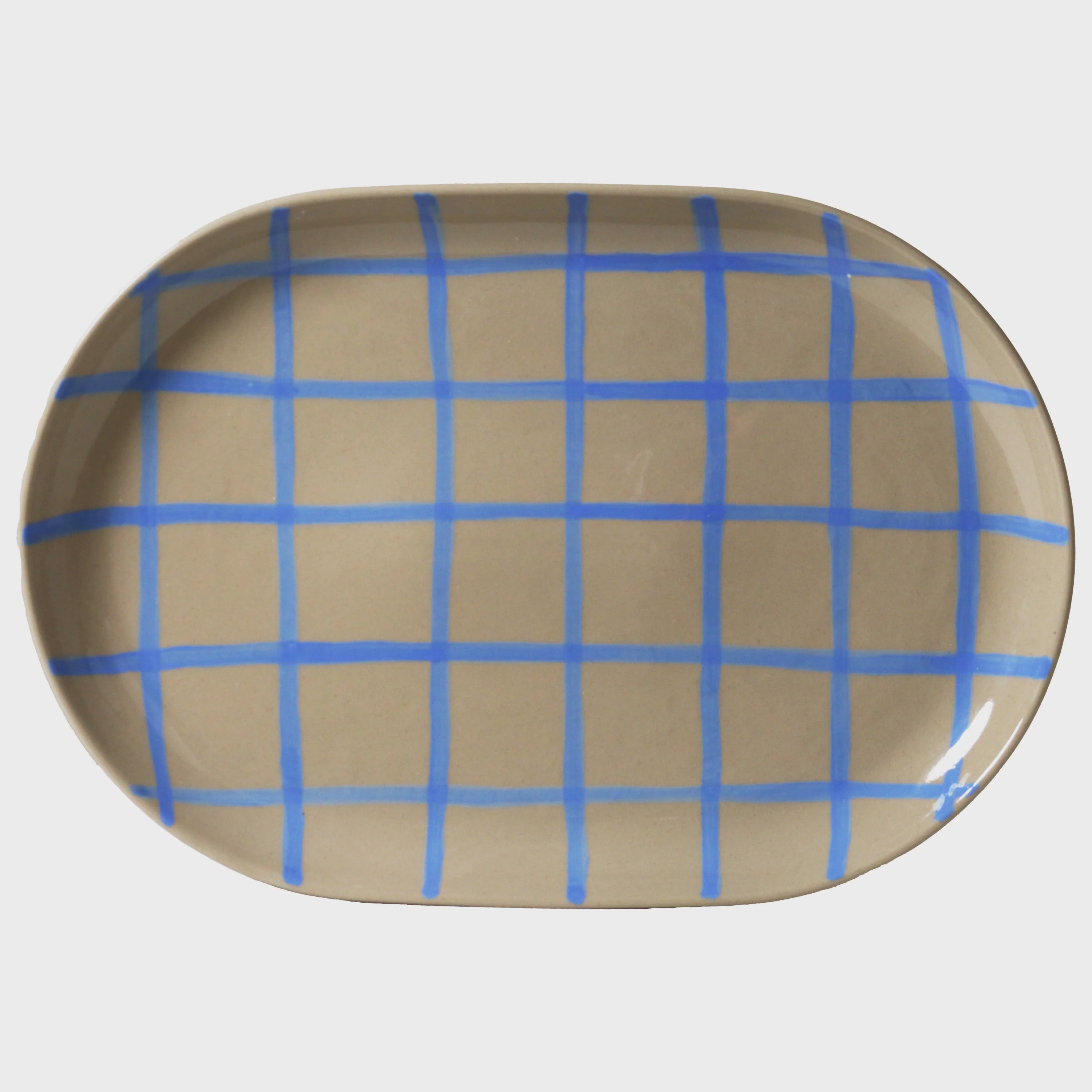 Oval Tray - Coastal Junction Stone & Blue Handbrush