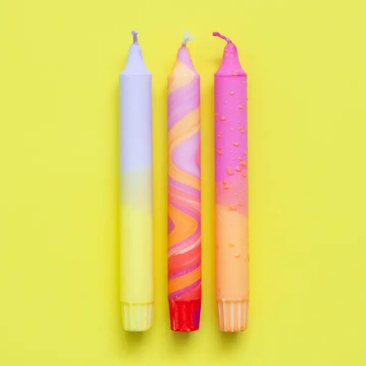 Taper Candles Set of 3 - Summer Sunset Bright Colours