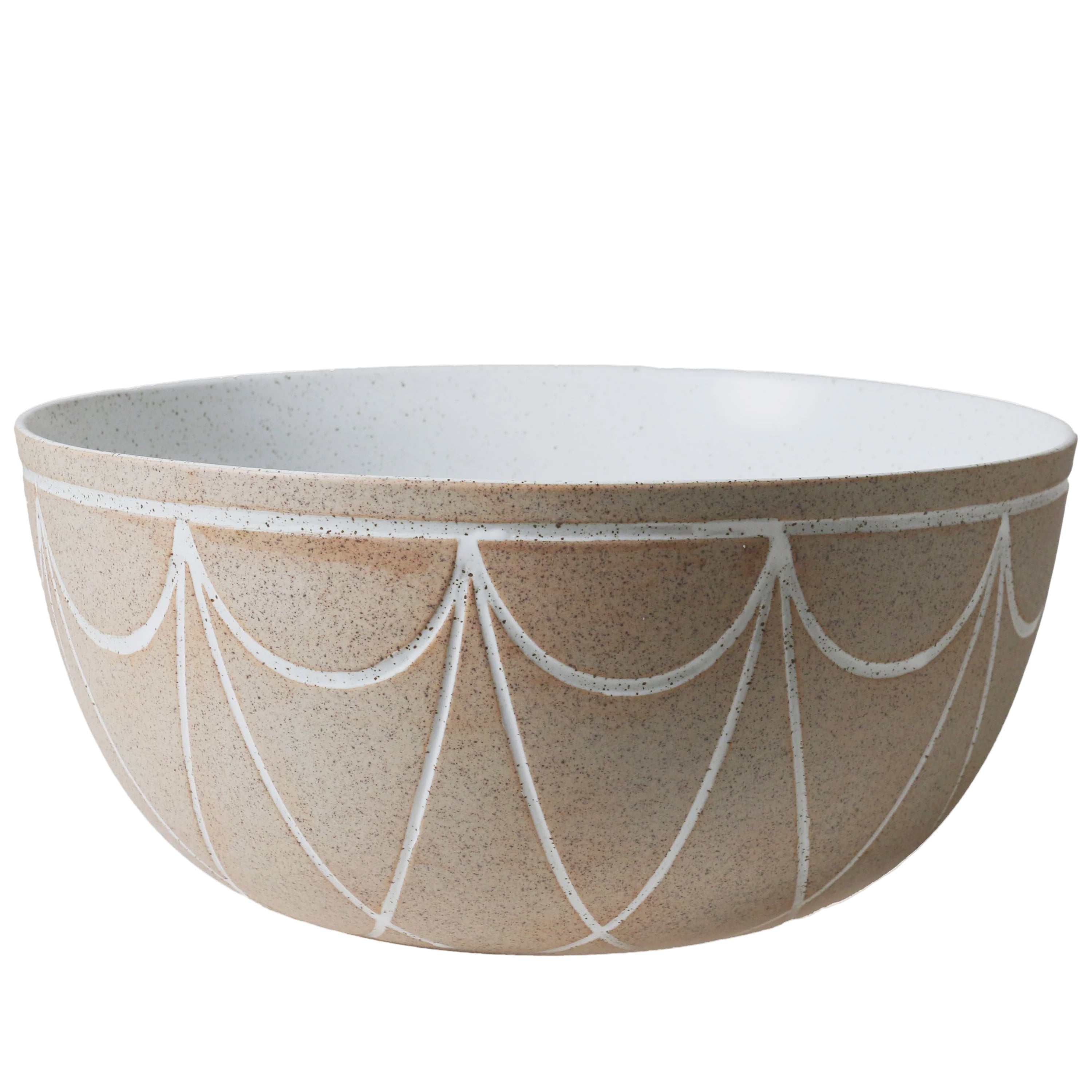Large Bowl with Etching Natural Entertainer