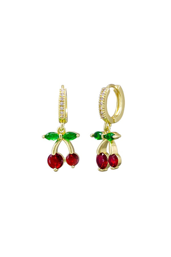 Cherry Huggie Earrings - Gold