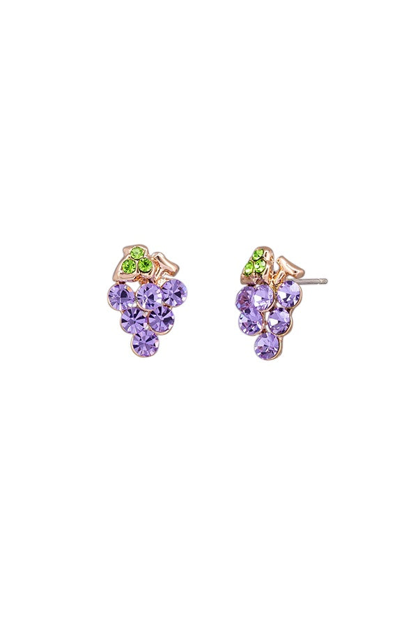 Crystal Vine Grape Earrings - Rose Gold & Lilac