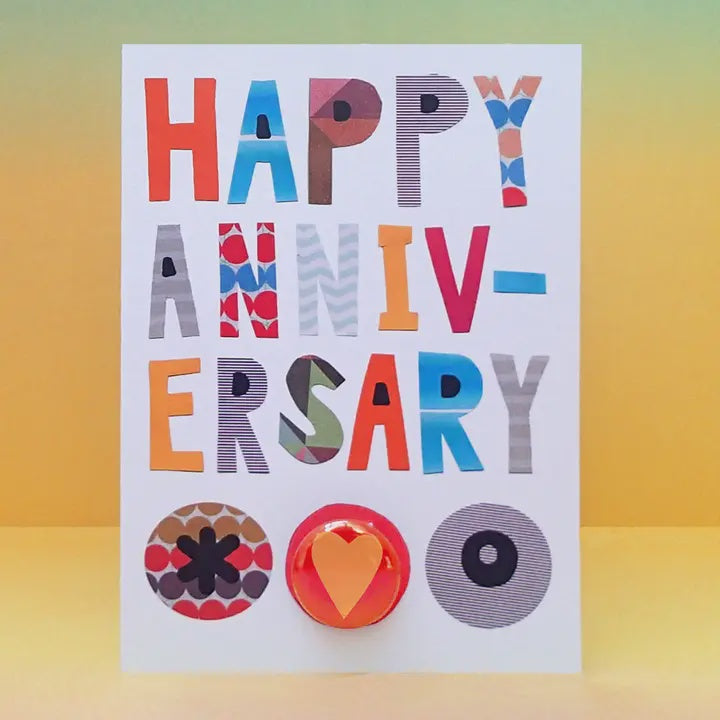 Card With Badge - Collage Text Happy Anniversary