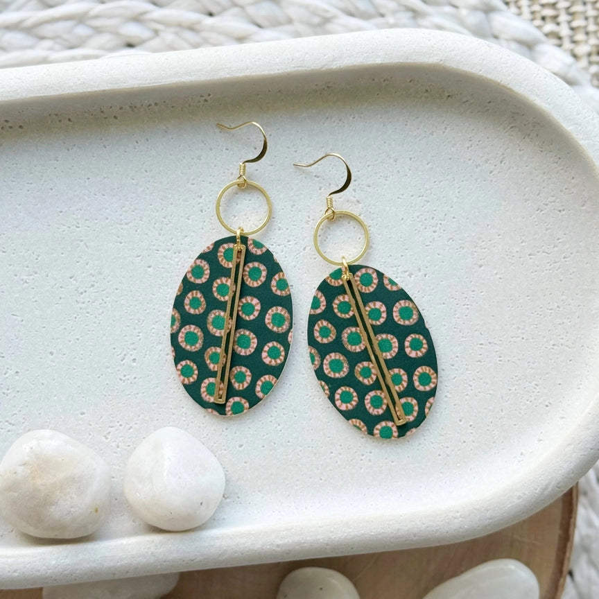 Echo Drop Earrings - Forest Dot