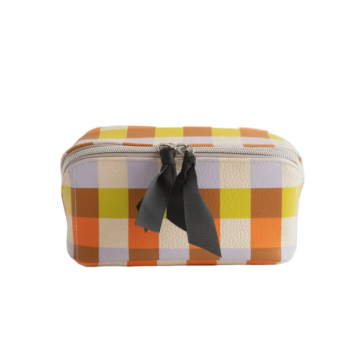 Diagonal Zip Cosmetic Bag - Multi Check