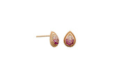 Faded Crystal Teardrop Earrings - Pink