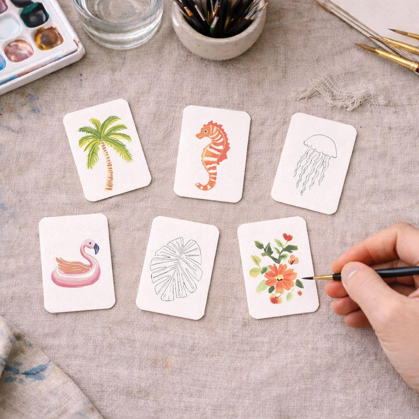 Paintable Watercolour Card Deck - Tropical Island