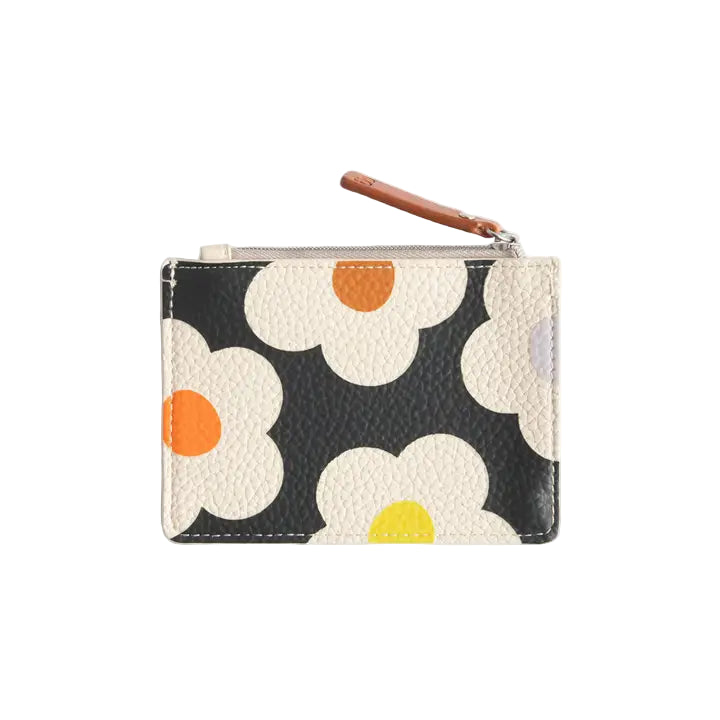 Short Patch Purse - Multi Flower Charcoal
