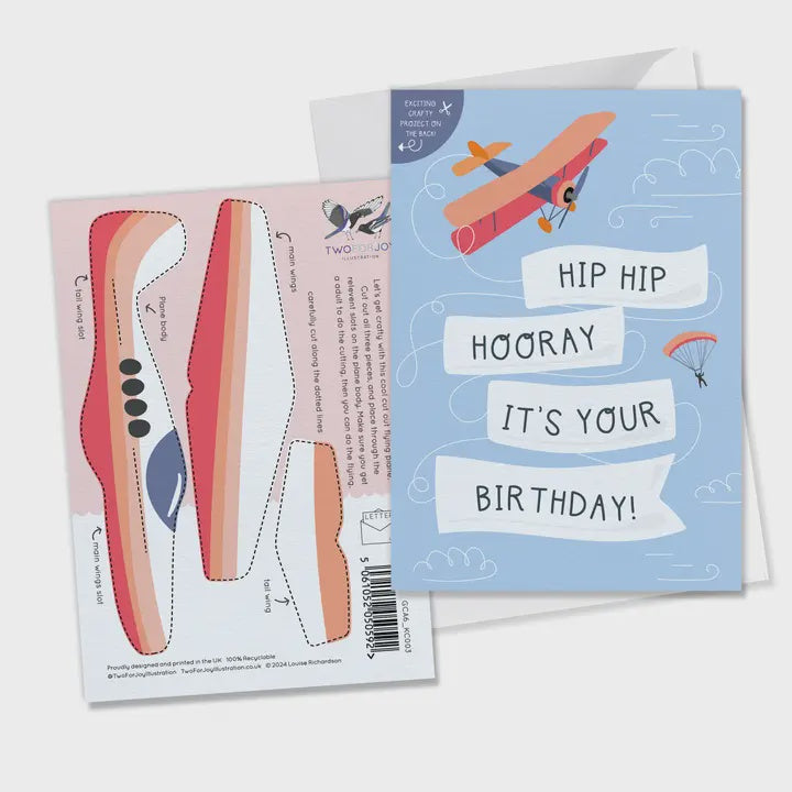 Hip Hip Hooray Plane Birthday Card with Crafty Project