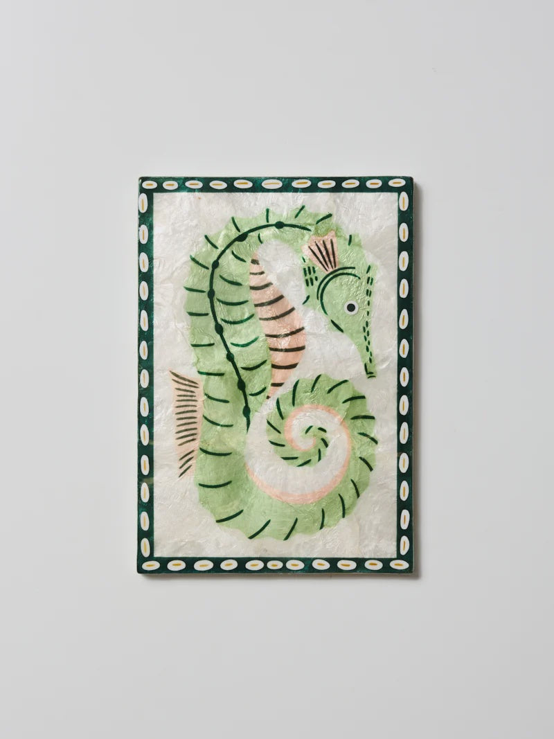 Capiz Shell Art Tile - Mariner - Seahorse
