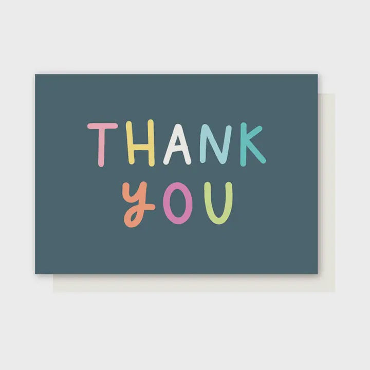 Thank You Card - Navy & Rainbow
