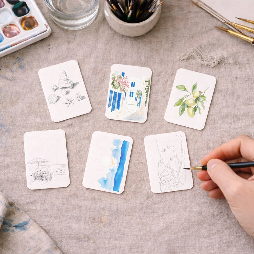 Paintable Watercolour Card Deck - Mediterranean Coast