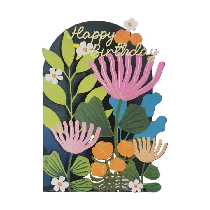 Cut Art Card - Happy Birthday Pink Floral