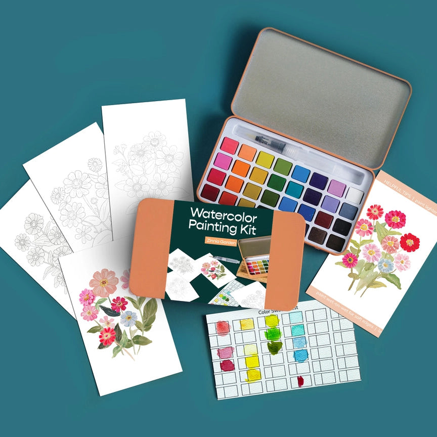 Watercolour Painting Kit - Zinnia Garden