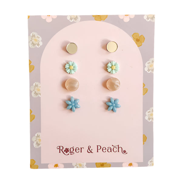 Daisy Stud Set - 4 Pair