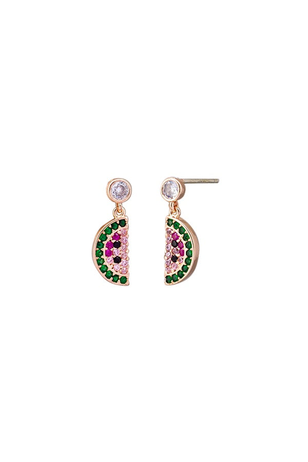 Crystal Watermelon Slice Earrings - Rose Gold