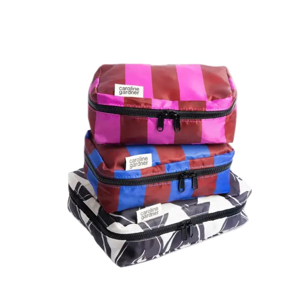 Packing Cubes Set Of 3 - Mono Linked Hearts/Stripe