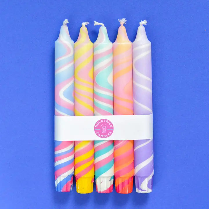 Taper Candles Set of 5 - Summer Marble