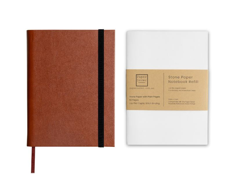 Paper Saver Notebook + Stone Paper Refill - Maple Brown