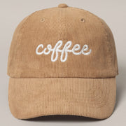 Embroidered Baseball Cap Corduroy - Coffee - Tan