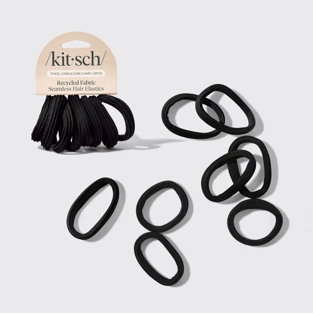Seamless Hair Elastics Set of 8 - Black
