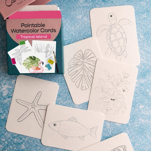 Paintable Watercolour Card Deck - Tropical Island