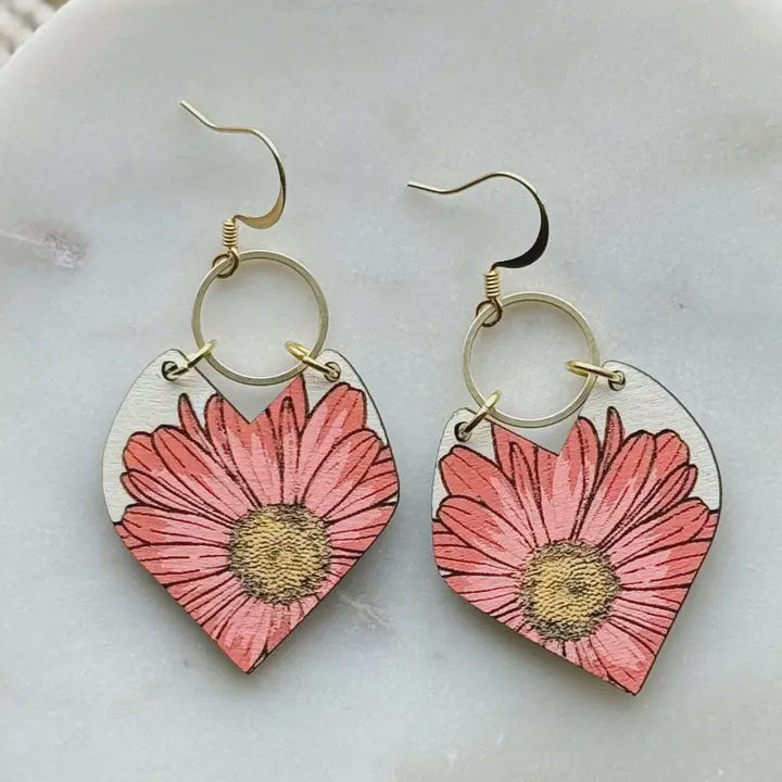 Painted Daisy Drop Earrings