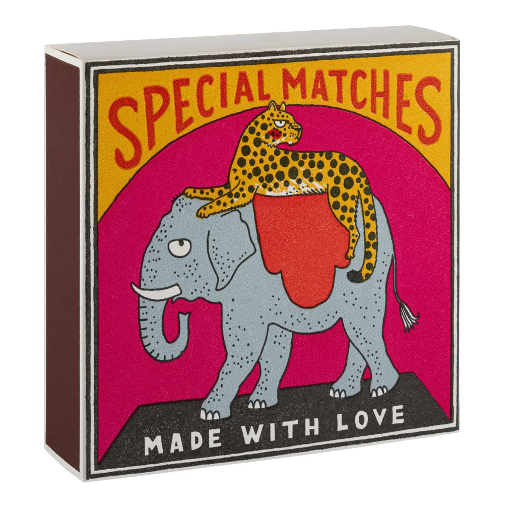 Sqaure Matchbox - Elephant and Cheetah