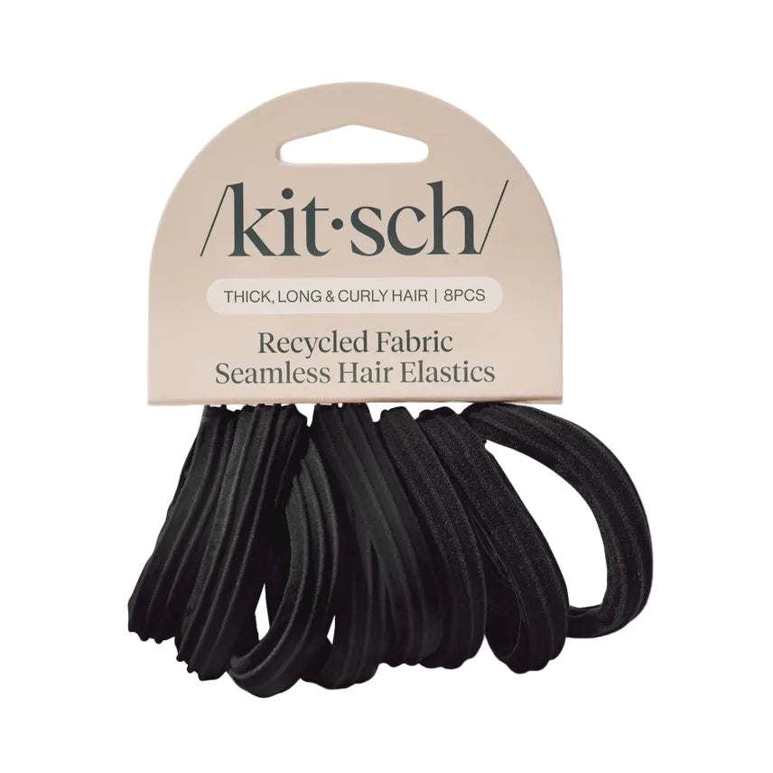 Seamless Hair Elastics Set of 8 - Black