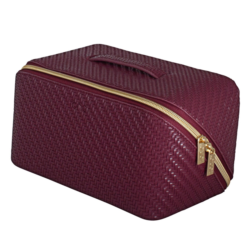 Herringbone Beauty Bag Large - Plum