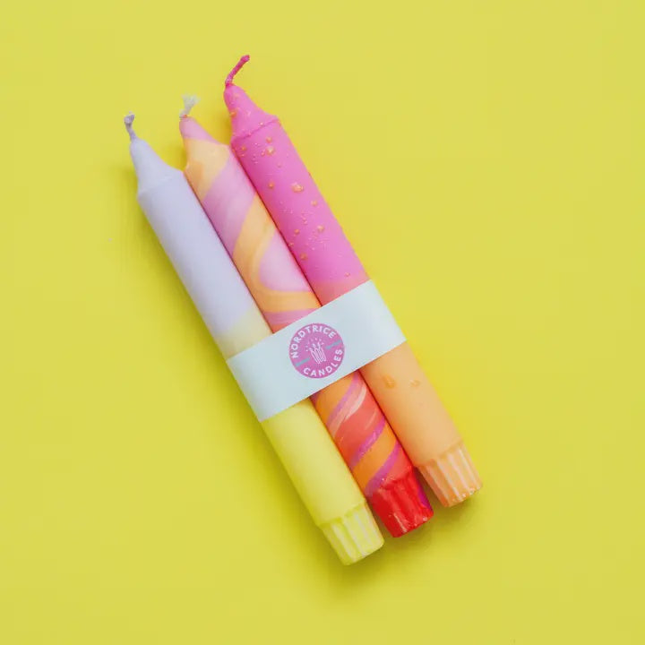 Taper Candles Set of 3 - Summer Sunset Bright Colours