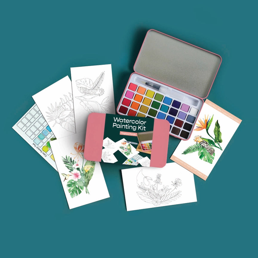 Watercolour Painting Kit - Tropical Florals