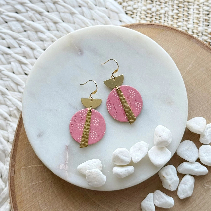 Crest Drop Earrings - Bubblegum Dot