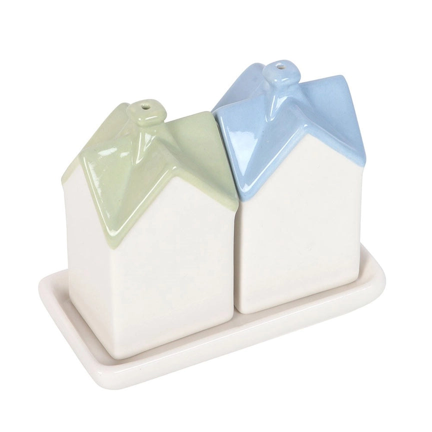 Pastel House Shaped Ceramic Salt & Pepper Shakers