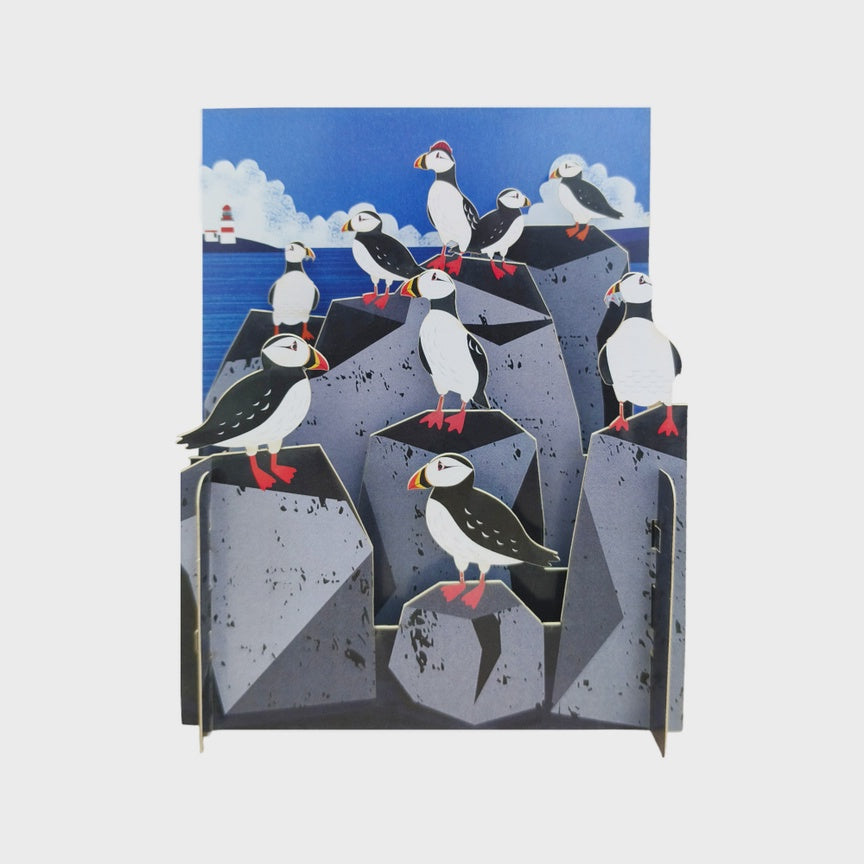 Mini World 3D Cut Art Card - Puffins