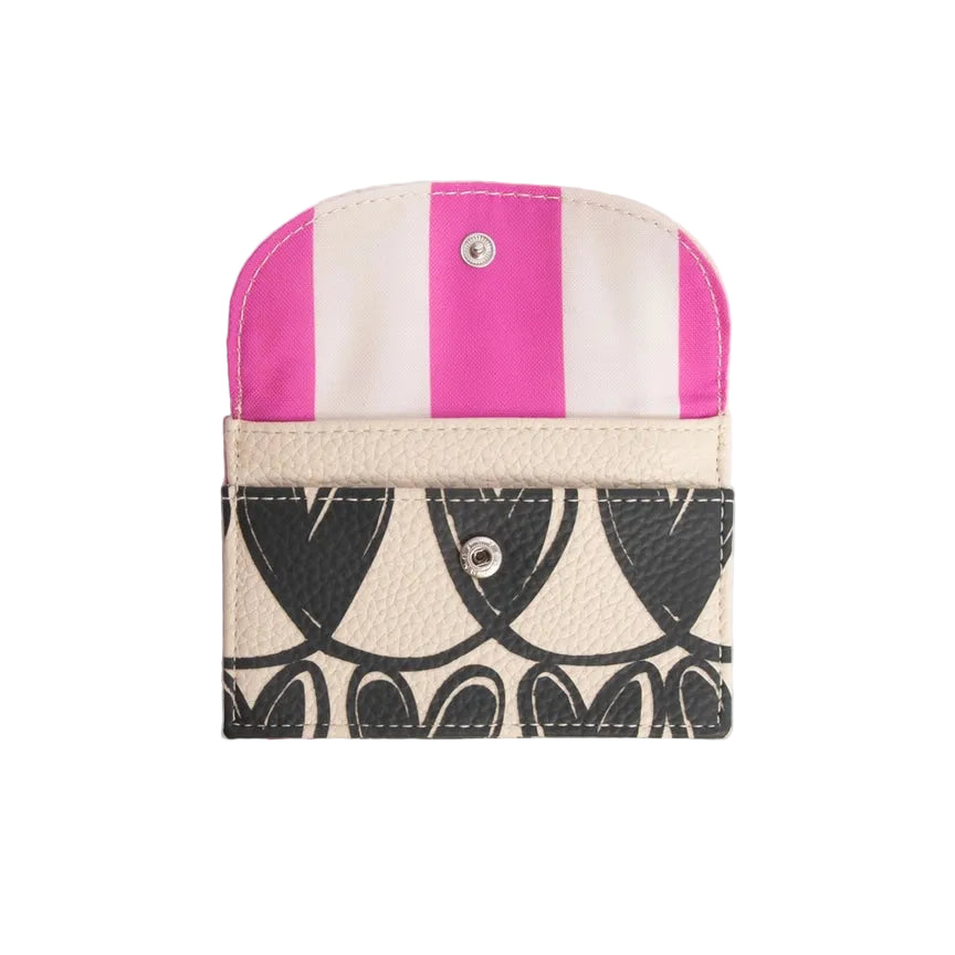 Card Holder Coin Purse - Mono Linked Hearts