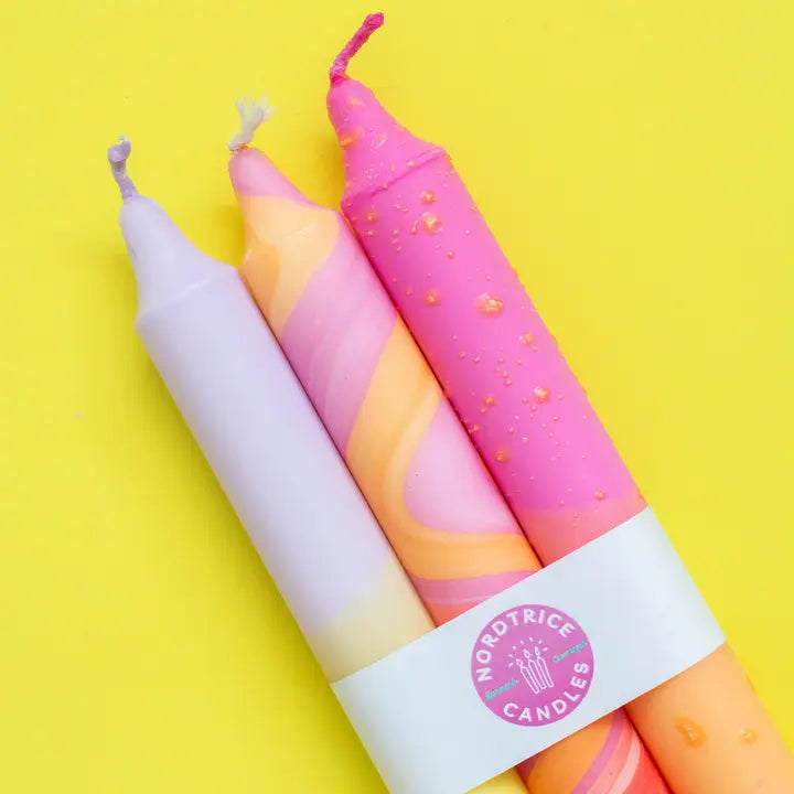 Taper Candles Set of 3 - Summer Sunset Bright Colours
