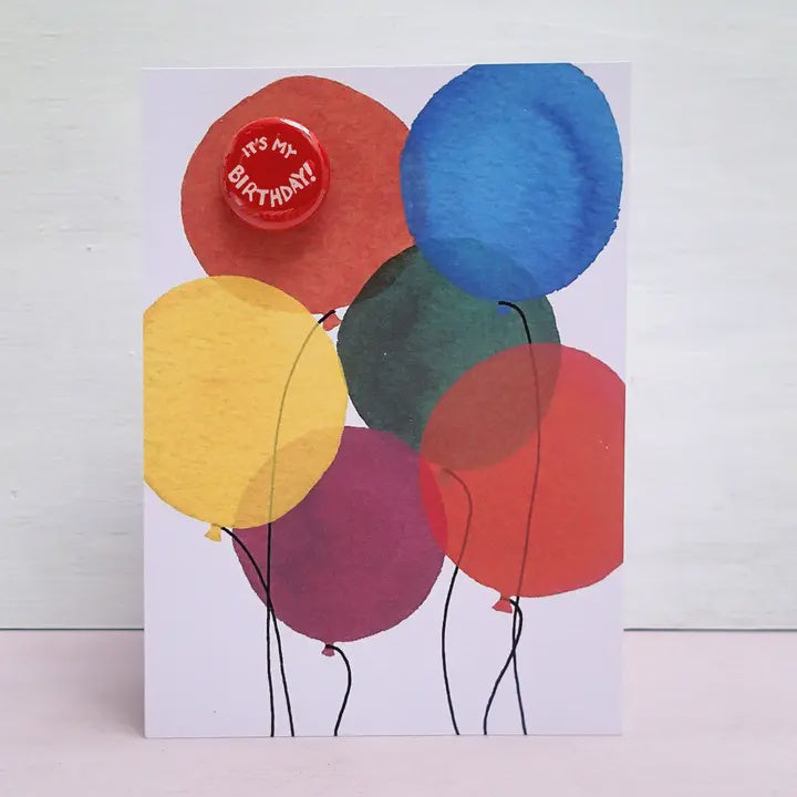 Card With Badge - Big Birthday Balloons