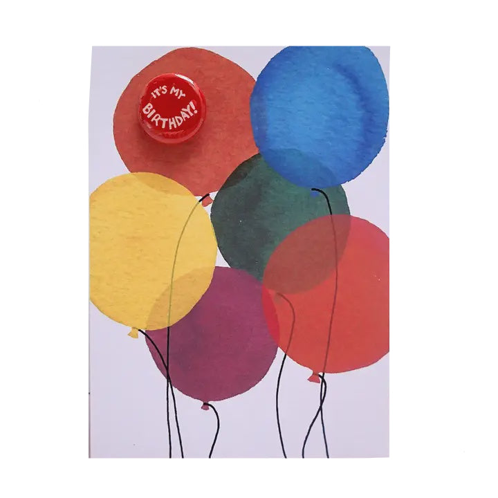 Card With Badge - Big Birthday Balloons
