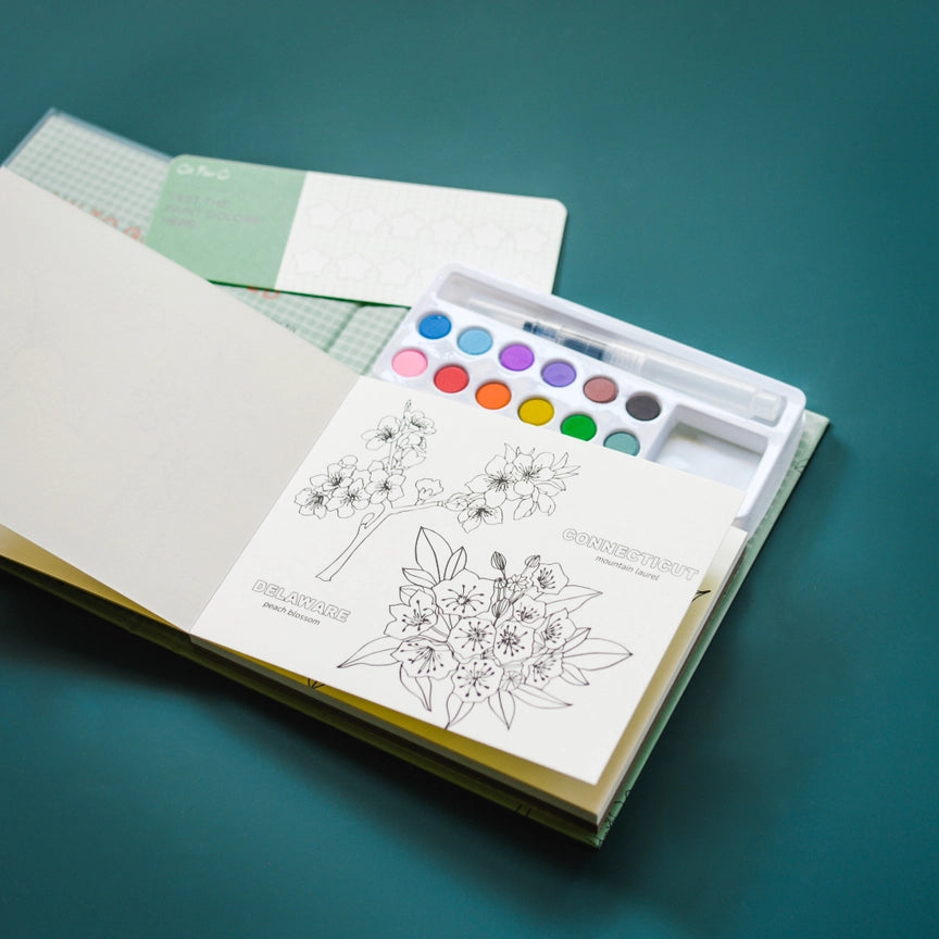 Watercolour Book & Paint Set - State Flowers